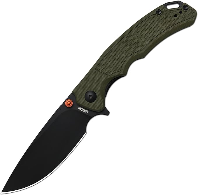 ARTISANCUTLERY Tradition V2 Folding Pocket Knife with 3.58'' AR-RPM9 Steel Blade EDC Knife with G10 Handle for Camping Hiking Survival(1702M Green)