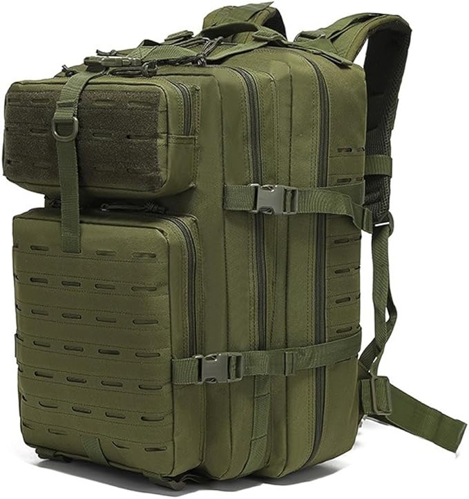 45L Military Tactical Backpacks Molle Army Assault Pack 3 Day Bug Out Bag Hiking Treeking Rucksack (Military Green)