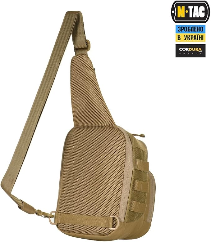 M-Tac Elite Cross Bag Slim - Tactical Crossbody Sling Backpack for Man with CCW Concealed Carry (Coyote Slim)