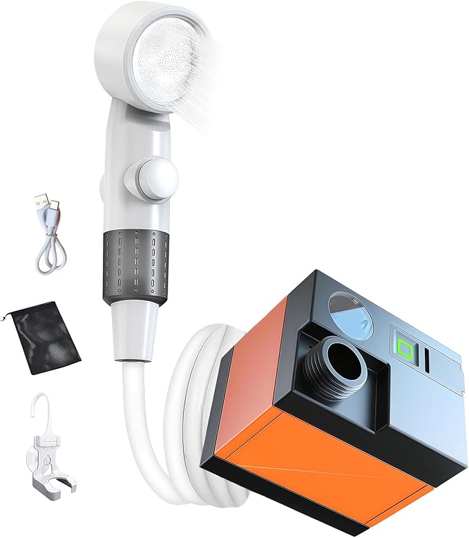 Portable Camping Shower Pumps with Rechargeable Battery Outdoor Head Sprayer for Hiking Pet Car Washing Portable Camping Pumps