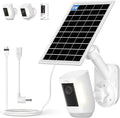 Solar Panel and 2-in-1 Wall Mount for Ring Cam 6W Solar Charger Compatible with R-ing Spotlight Pro/Plus &amp Stick Up Cam Battery Models Weatherproof Cable with USB-C and Ring Barrel Plug