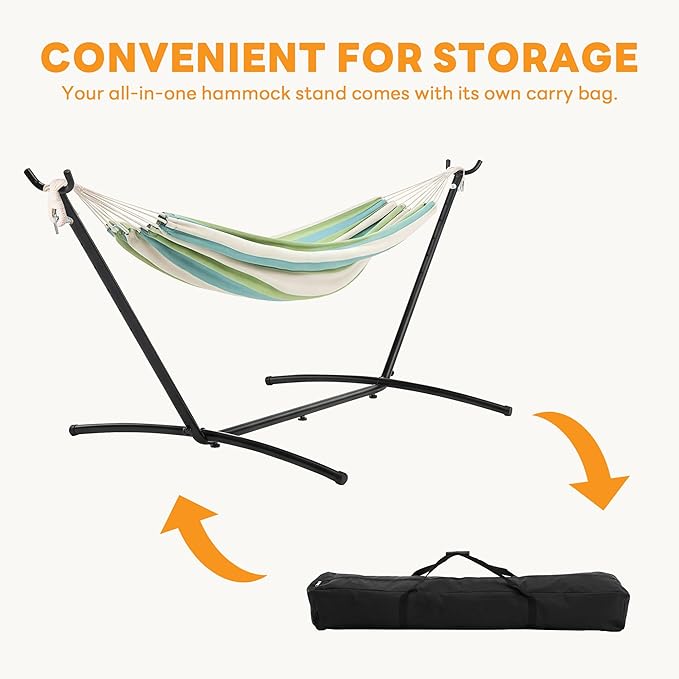 NEWBULIG Hammock Stand Only Heavy Duty Hammock Stands for Double 2 Person for Outside for Garden Backyard Patio Pool Beach with Carrying Case