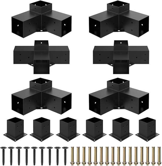 Pergola Kit for 4x4 Lumber Heavy Duty Pergola Brackets with 3-Way &amp 4-Way Corner Brackets DIY Gazebo Kit for Outdoor Patio Backyard Garden Fits Actual 3.6 x 3.6 Wood