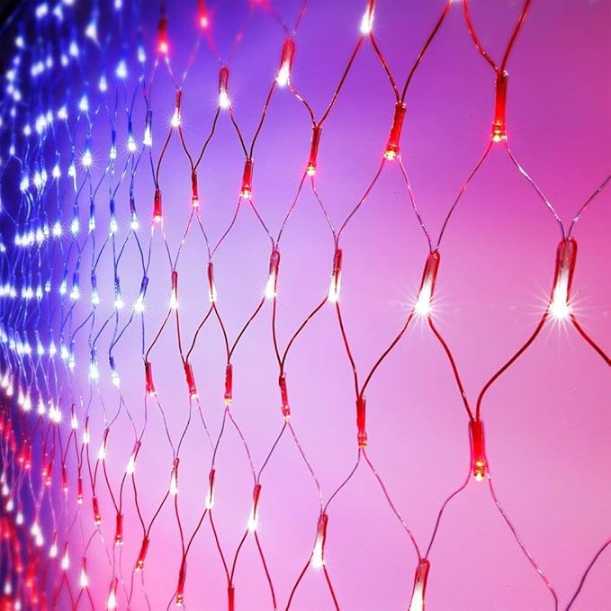 DBFAIRY Solar American Flag Lights Outdoor420 LEDs American Flag Net Lights 6.5ft x 3.28ft Super BrightMemorial Day Decorations of The United States for Independence/National/Memorial DayJuly 4th