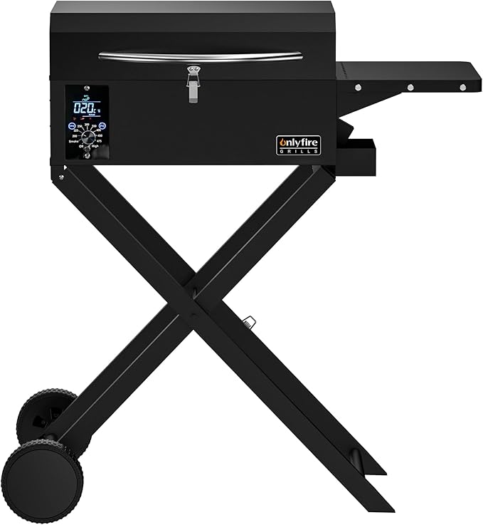 BBQ Wood Pellet Grill Smoker with Foldable Cart Meat Probe 2 Tiers Cooking Area Portable Grilling Stove for Outdoor Kitchen Cooking Smoke and Roast RV Camping Black GS343