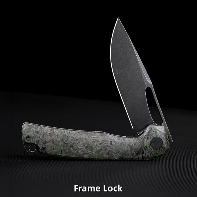 Pocket Knife 3.5 M390 Blade Folding Knife Hunting Knife Survival Knife with Pocket Clip EDC Knives for Hunting Camping Survival Outdoor Fishing Hiking (Black&ampGreen)