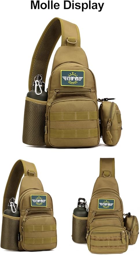 HUNTVP Small Tactical Sling Chest Pack Bag Molle Daypack Backpack Military CrossbodyType1- ACU Camouflage