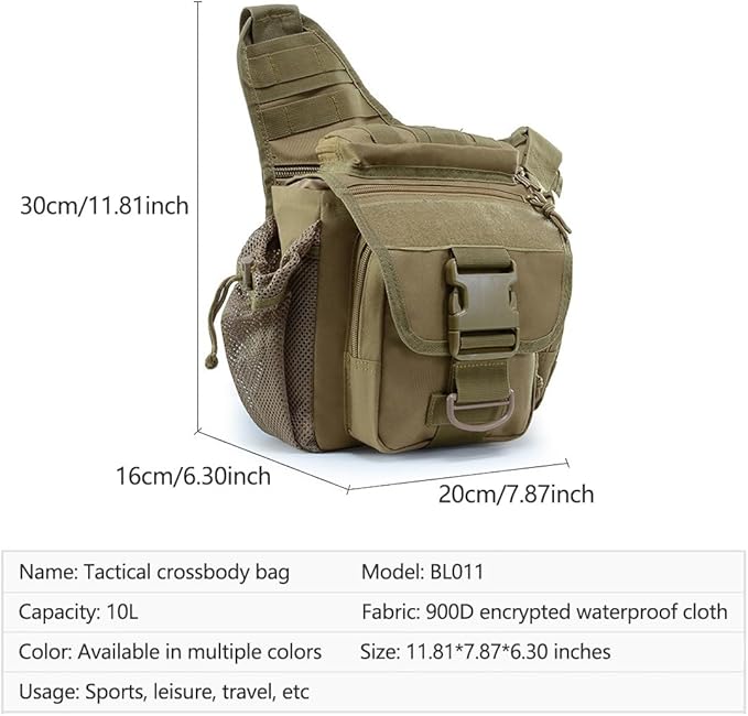 Outdoor Military Tactical Sling Pack Multi-functional Compact Tactical Messenger Shoulder Bag (CP)