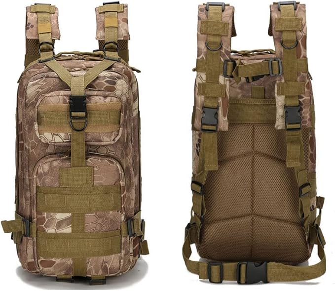 Outdoor Sports Pack Hiking Bag Tactical Rucksack Camo Knapsack Combat Camouflage Tactical Molle 25L 3P Backpack - Typhoon