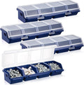 4 Pcs Screw Organizers and Storage Bins Plastic Hardware Organizer Box with Locks with Compartment Bolt Organizer Blue