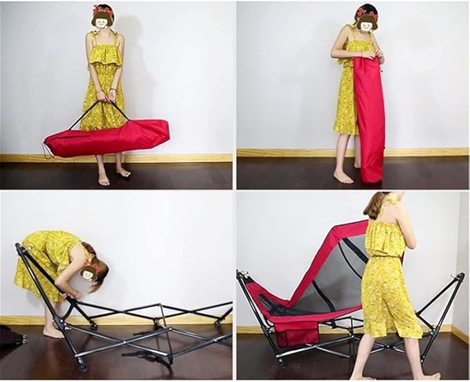 Portable Hammock Portable Simple Folding Single Hammock Travel Beach Bed Lounge Chair Hammock Balcony Swing Bed for Backpacking Beach