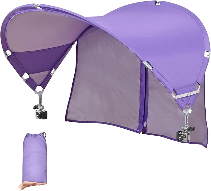 XL Universal Chair Canopy Umbrella UPF 50+ Foldable Sun Shade Attachment with Adjustable Clamp Fits Most Brands’ Beach Camping Lawn Tanning Zero Gravity Lounge &amp Fishing Chairs