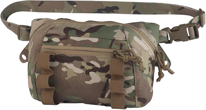 Zhongren Tactical Drop Waist Pouch Adjustable Waist Belt Bag Molle Tool Pouch with Hook and Loop for Tactical Vest Chest Rig (Camo)
