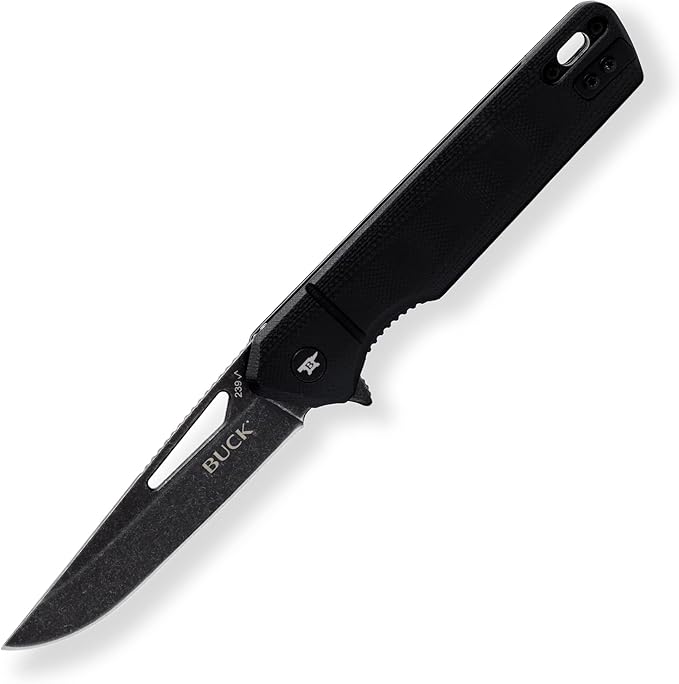 Buck Knives 239 Infusion Modified Tanto Folding EDC Knife 3-1/5” Pocket Knife Blade G10 Handle 7Cr17MoV Steel Tanto Folding Blade Black 2.82 oz