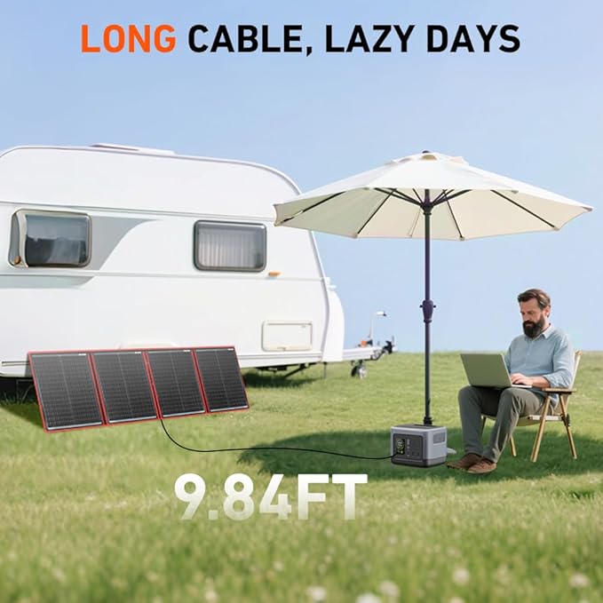 DOKIO 200W Portable Foldable Solar Panel Kit (20x27in 9.7lb) with Separate Controller and Dual USB Monocrystalline Charger for 12V Batteries &amp Power Stations RV Camping Trailer Emergency Backu