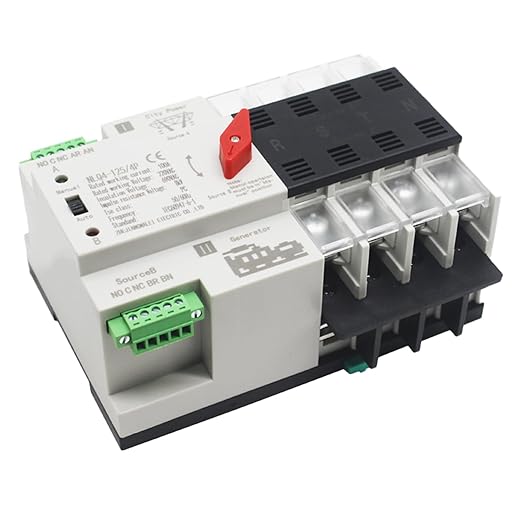Mini ATS Automatic Transfer Switch Dual Power Changeover Switch 100A 220V Generator Electrical Selector Switches DIN Rail Mount NLQ4-2P/3P/4P Circuit Breaker Toggle Controller