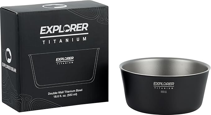 Explorer Bear Black Titanium Double-walled Camping Bowl 18 fl oz 550ml