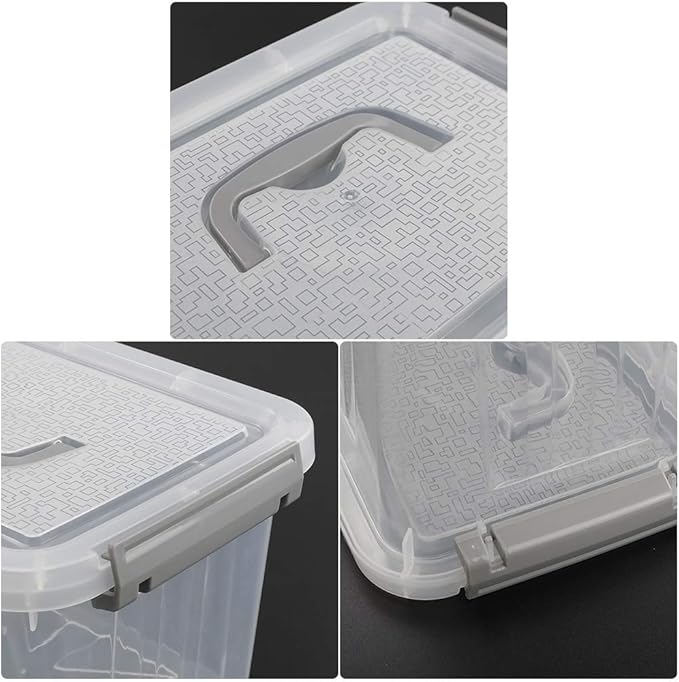 6 Liter Plastic Bins with Lids Clear Storage Boxes Set of 6
