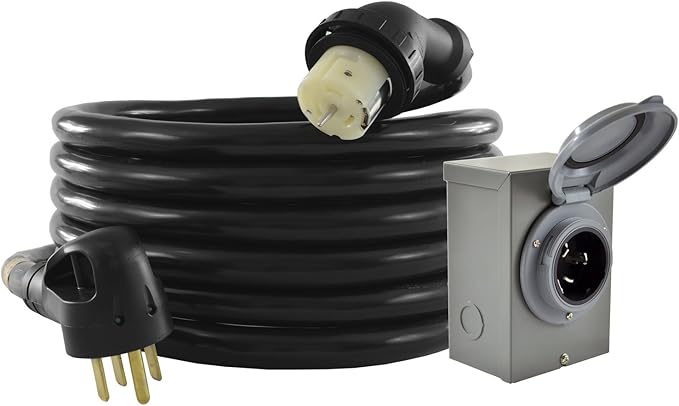 Conntek GIB1450-025 Duo-Rain Seal 50Amp Power Inlet Box and Temp Power Cord Combo Kit 25 Feet