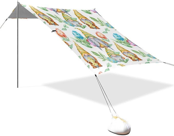 Beach Canopy with Windproof Ropes &amp Sandbags Beach Tent Sun Shade Sun Shelter for Camping Trips Fishing Backyard Fun or Picnics Easter Egg