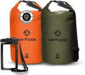 Earth Pak Waterproof Dry Bag - Roll Top Waterproof Backpack Sack (Orange 5L &amp Forest Green 30L)