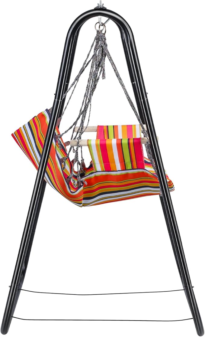 Hammock Chair with Stand Swing Chair with Stand Heavy-Duty Hammock with Stand Included Swing Stand for Indoor Outdoor Patio Yard 440Lbs Bearing