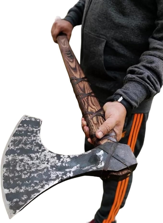 Forest Hunting |40”Two handed large Berserker Axe Large Norse AxeScandinavian Style viking Axe double headed ax Functional Viking ax History of Norse mythology self defense (Large Norse axe)