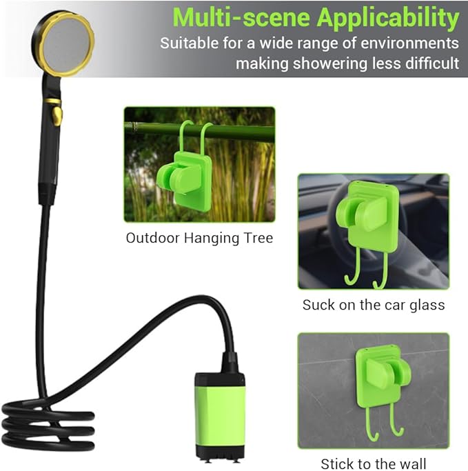 DONGKER Outdoor Shower KitPortable Shower USB Rechargeable Camping Shower with Intelligent LED Display &amp 2m Hose &amp Storage Bag for Outdoor Hiking Travel Pet Cleaning