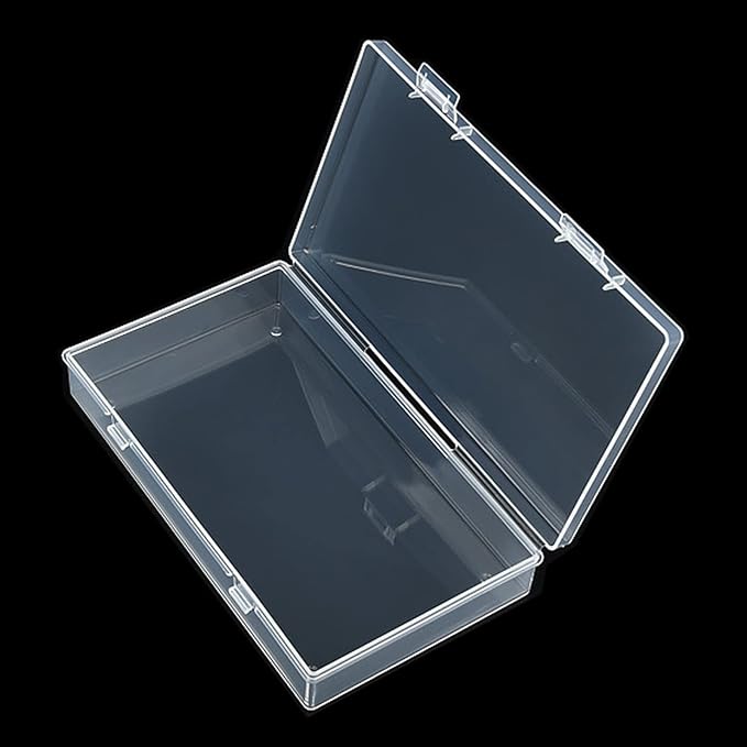 8 Pack Rectangular Clear Plastic Storage Containers Box with Hinged Lid for Beads and Other Small Craft Items (6.5 x 3.74 x 1.18 inch)