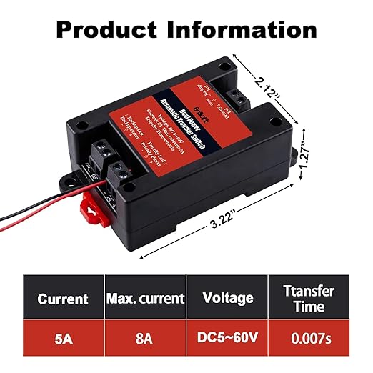 DC 5-60V Dual Power Automatic Tranfer SwitchTwo Ways Without Power Outage 0.007S High Speed ATS