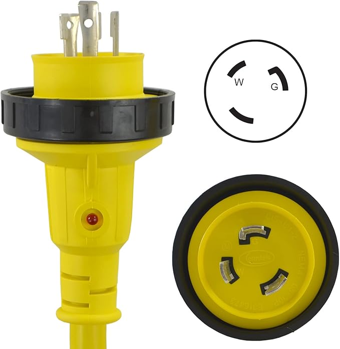 Conntek 17220 Shore Power Y-Adapter 30 Amp Plug to (2) 30 Amp Shore Power Connectors (3-Feet)