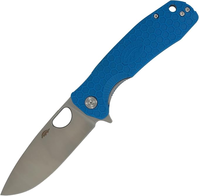 Honey Badger Large Pocket Knife EDC Drop Point Folding Utility Knife 3.6 Steel Blade Reversible Pocket Clip - (3.8oz) Drop Point Large Blue D2 HB1020