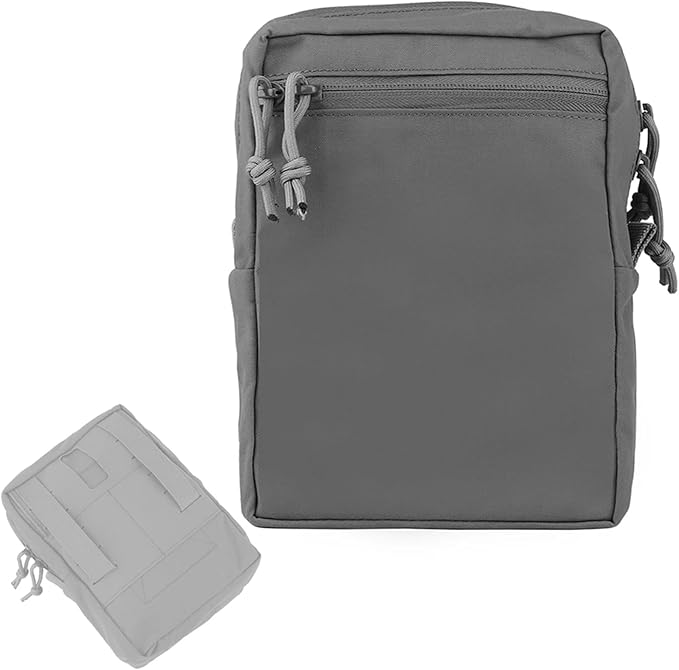 Tactical Tall GP Pouch - Large Capacity MOLLE General Purpose Utility Pack Abdominal/Back Panel Storage Bag for Hunting Tactical Gear(Wolf Grey)