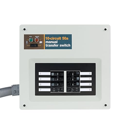 50 Amp Manual Transfer Switch Kit Indoor Pre-Wired 10-Circuit Selector - Replacement for Generac 9854 - Compatible with XG10000E XP10000E GP15000E GP17500E Portable Generators