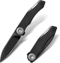 FLISSA Button Lock Folding Knife 3.1 D2 Steel Blade EDC Pocket Knife with G10 Handle Flipper Belt Clip Bearings for Outdoor Camping Hiking Fishing Hunting Gift for Men &amp Women (Grey)