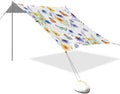 xigua Wildflowers Beach Tent Sun Shelter with Carrying Bag - Silver Coated Oxford Fabric Beach Canopy for Beach Camping Fishing - Includes Windproof Ropes Sandbags &amp Stakes
