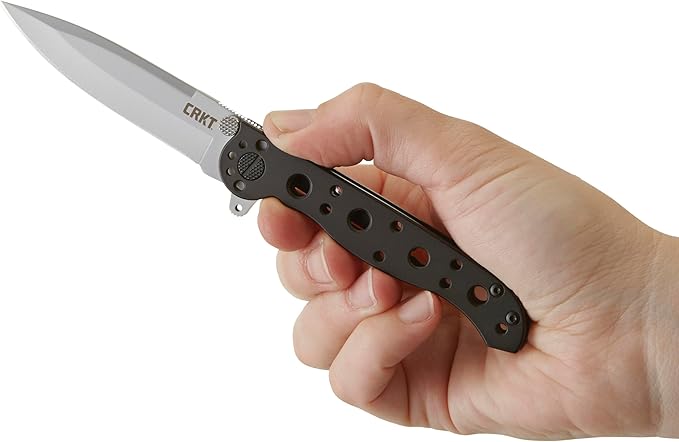 CRKT M16-01S Folding Knife with Frame Lock: Stainless Steel Plain Edge Blade Stainless Steel Handle Reversible Pocket Clip M16-01S