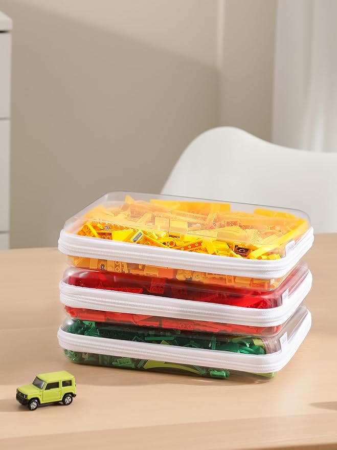 CoiiJoii 3PCS Large Clear Hard Shell Zippered Case Diaper Bag Organizing Pouches Waterproof Cosmetic Bag Kid's Toy Storage Organizer Bins Pencil Case.