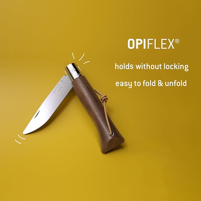 OPINEL NEO6 Folding Non-Locking Pocket Knife OPIFLEX Intuitive Design EDC Folder Wood Handles 2.75 in. Blade (Walnut)