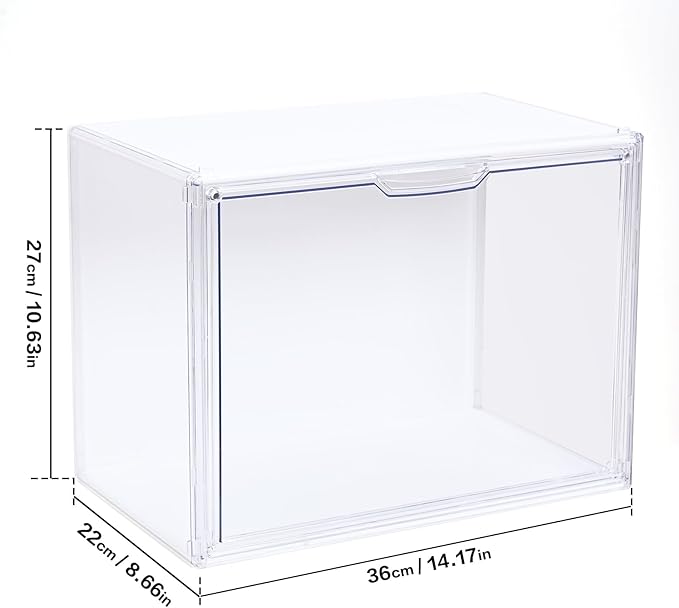 GUDEMAY Clear Acrylic Display Case with Light Dustproof Stackable Showcase for Collectibles Figures Shoes Toys &amp Jewelry - Plastic Storage Bins Support Voice Control Lighting