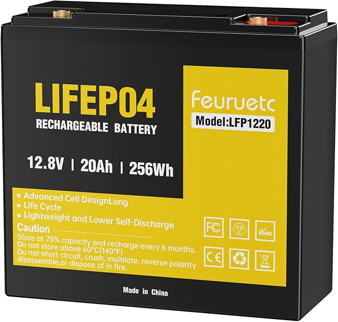 12V 20Ah Deep Cycle LiFePO4 Battery12 volt lithium phosphate battery for CampingFish Finder Scooter Security System Ride on Toys Automotive Replacement BatteriesUPS etc Rechargeable Lit
