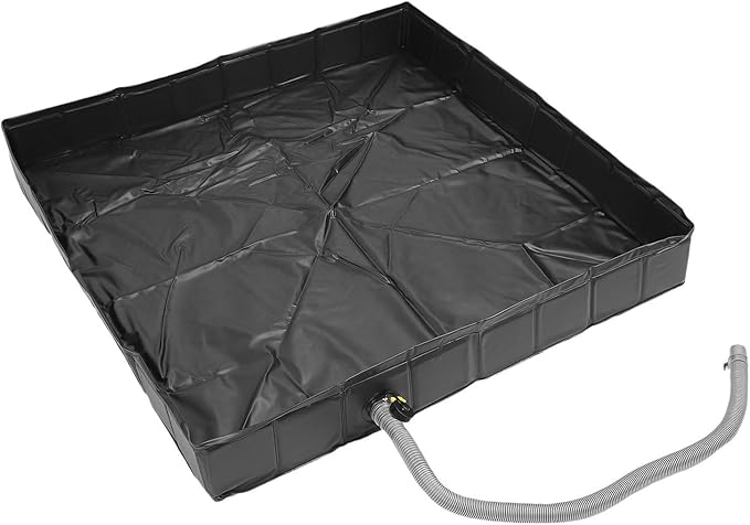 Portable Shower Pan Foldable Camping Shower Base Basin Floor with Detachable Drain Pipe 41 X 41 X 6 Inches Outdoor ShowerPan for RV Beach Indoor Shower Stall