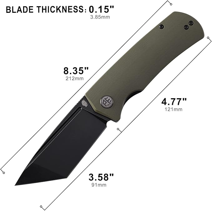 Petrified fish PFP01T Beluga3.58 K110 Stonewashed Blade 170g G10 Handle Front Flipper Liner lock Folding knife (Green G10 Black Stonewashed)