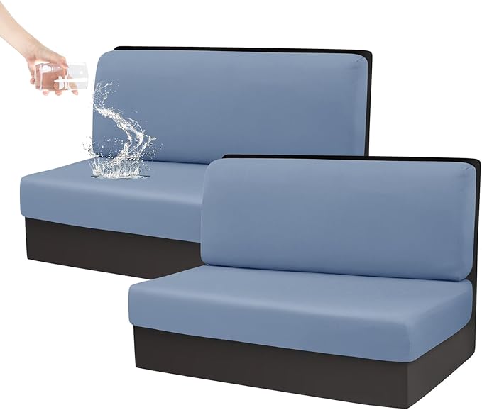 KRFOONN RV Dinette Cushion Covers Waterproof Camper Cushions Cover Replacement Couch Cushion Slipcovers Washable RV Bench Seat Covers for Travel Trailer Couch (2 Backrest Cover &amp 2 Bench Cover W0