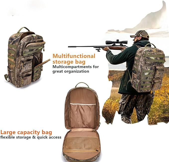EUNOGO Hunting Backpack Camo Hunting Backpacks &amp duffle Bags Water resistant for Camping Hiking-30L(Green)
