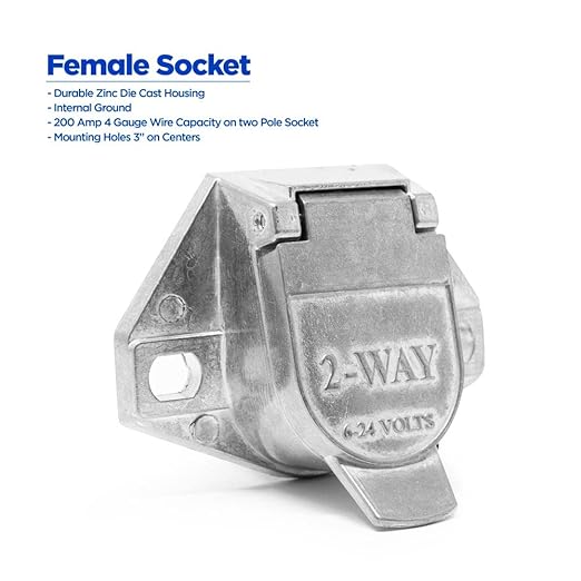 593116 2-Way Wiring Connector Plug with Spring Guard 200 Amp Capacity 4 Gauge Cable &amp 593121 2-Way Wiring Connector Socket 200 Amp Capacity 4 Gauge Cable - Sold as a Kit