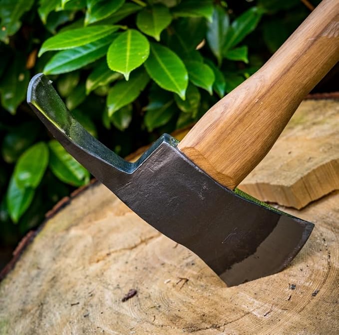 Adler Pulaski Axe – German Made Dual-Head Axe &amp Hoe Tool for Camping Trail Work Excavation Forestry Land Management Survival Outdoor 3-1/2 lb Head 27.5 Hickory Handle w/ 2 Leather Sheaths