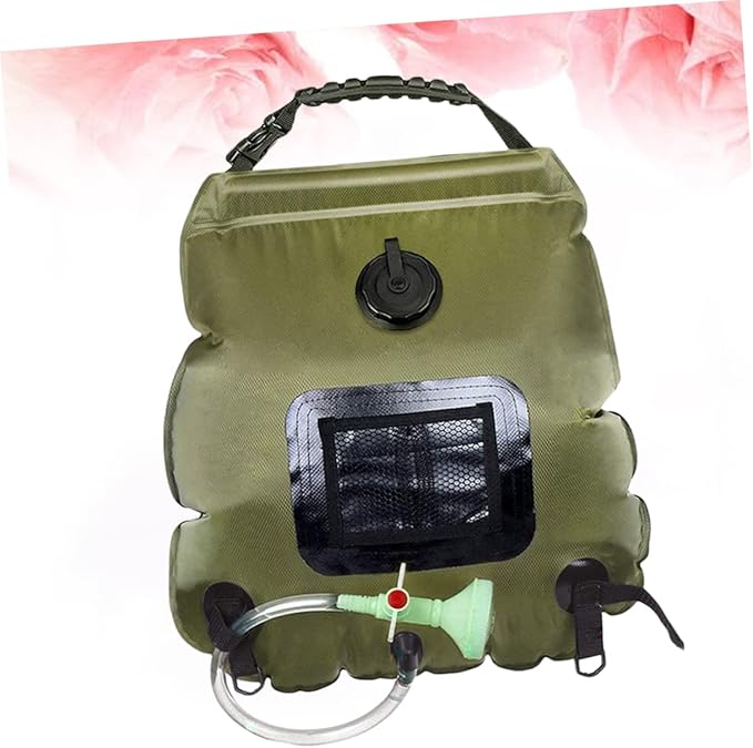 Mikinona Solar Camping Shower Bag Portable Outdoor Shower with Nozzle for Hiking Beach Travel and Outdoor Activities Olive Green Water Storage