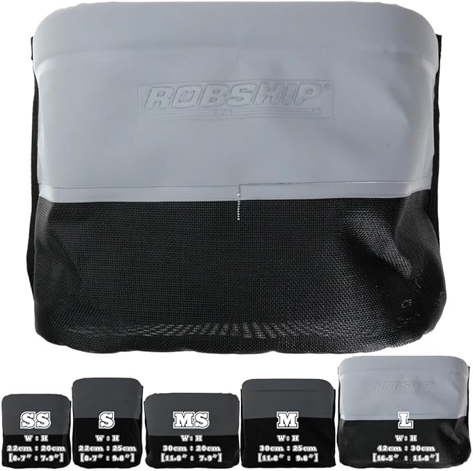 Robship Rope Bag Racing Mesh MK2 - Lightweight Durable Water-Drain Technology with SNAD Fixing Solution Black/Grey - Large