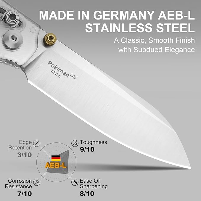 Kizer Pokiman CS Pocket Knife 3.16 Sheepsfoot AEB-L Blade Folding Knives with White Acrylic Handle Thumb Stud EDC Knife for Men Women V3789A5